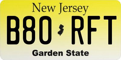 NJ license plate B80RFT