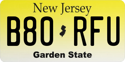 NJ license plate B80RFU