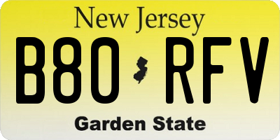 NJ license plate B80RFV