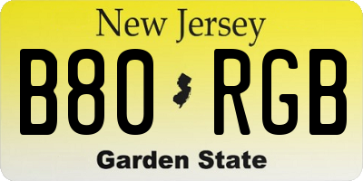 NJ license plate B80RGB