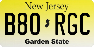 NJ license plate B80RGC