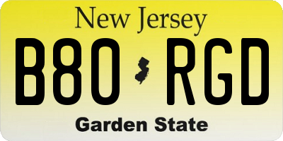 NJ license plate B80RGD