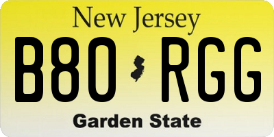 NJ license plate B80RGG