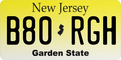 NJ license plate B80RGH