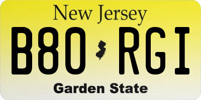 NJ license plate B80RGI