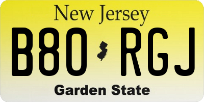 NJ license plate B80RGJ