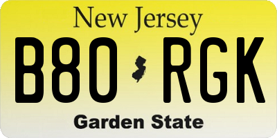 NJ license plate B80RGK