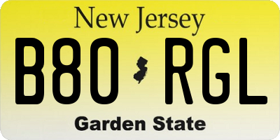 NJ license plate B80RGL