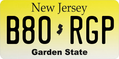 NJ license plate B80RGP