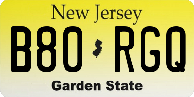 NJ license plate B80RGQ