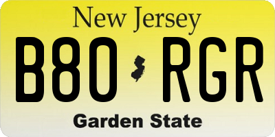 NJ license plate B80RGR