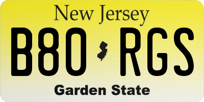 NJ license plate B80RGS
