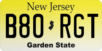 NJ license plate B80RGT