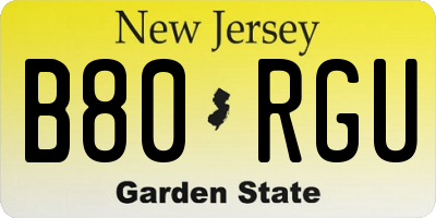NJ license plate B80RGU