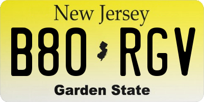 NJ license plate B80RGV