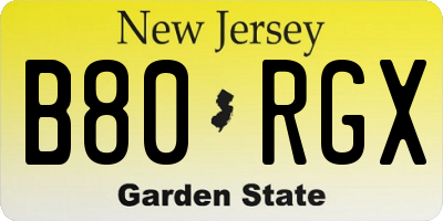 NJ license plate B80RGX