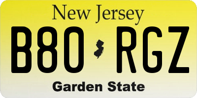 NJ license plate B80RGZ
