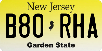 NJ license plate B80RHA