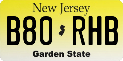 NJ license plate B80RHB
