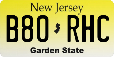 NJ license plate B80RHC