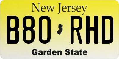 NJ license plate B80RHD