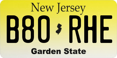 NJ license plate B80RHE