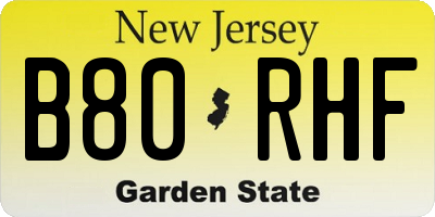NJ license plate B80RHF