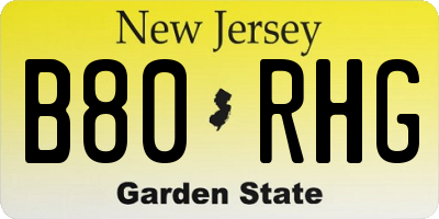 NJ license plate B80RHG