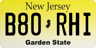 NJ license plate B80RHI
