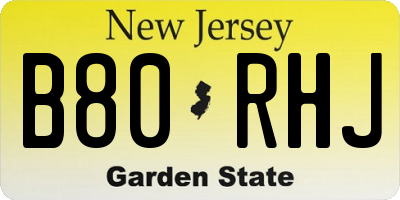 NJ license plate B80RHJ