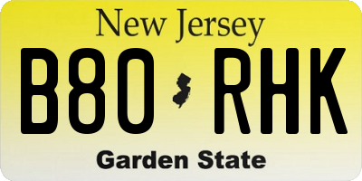 NJ license plate B80RHK