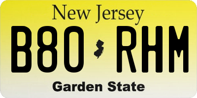 NJ license plate B80RHM