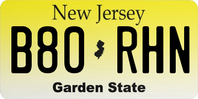 NJ license plate B80RHN