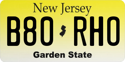 NJ license plate B80RHO