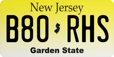 NJ license plate B80RHS