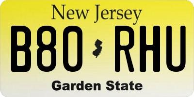 NJ license plate B80RHU