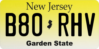 NJ license plate B80RHV
