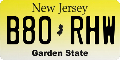NJ license plate B80RHW