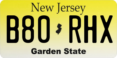 NJ license plate B80RHX