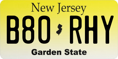 NJ license plate B80RHY