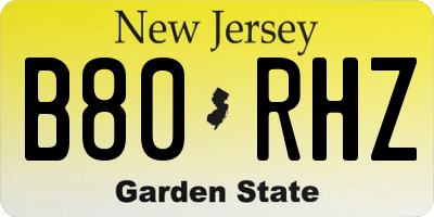 NJ license plate B80RHZ