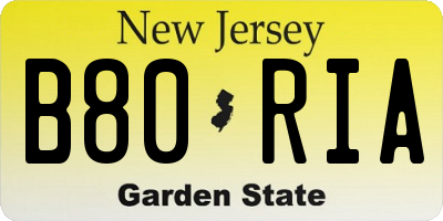 NJ license plate B80RIA