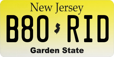 NJ license plate B80RID