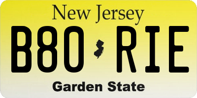 NJ license plate B80RIE