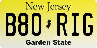 NJ license plate B80RIG