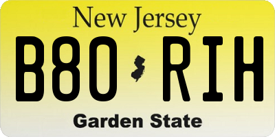 NJ license plate B80RIH