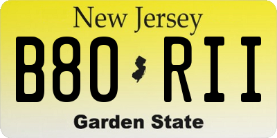 NJ license plate B80RII
