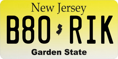 NJ license plate B80RIK