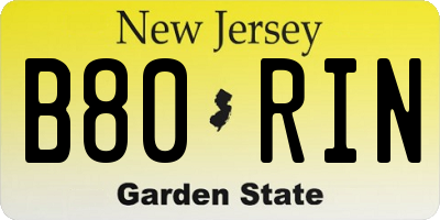 NJ license plate B80RIN