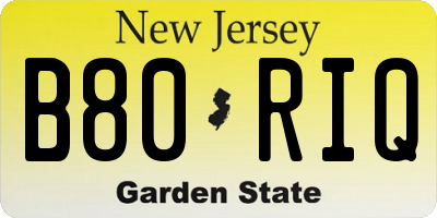 NJ license plate B80RIQ